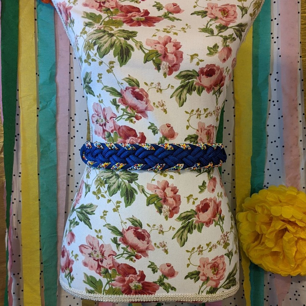 Vintage Braided Belt with Beaded Detail - Picture 1 of 7